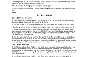 Thông tư 195/2012/TT-BTC hướng dẫn kế toán áp dụng cho đơn vị chủ đầu tư