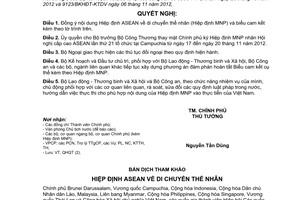Nghị quyết 76/NQ-CP năm 2012 phê duyệt nội dung ký Hiệp định ASEAN di chuyển