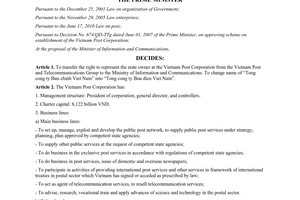 Decision No. 1746/QD-TTg transfer of the right to represent the state owner at the Vietnam post corporation
