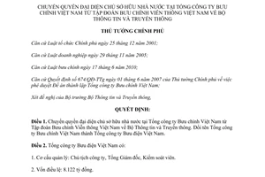 Quyết định 1746/QĐ-TTg năm 2012 chuyển quyền đại diện chủ sở hữu nhà nước