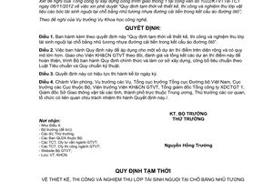 Quyết định 2969/QĐ-BGTVT năm 2012 Quy định tạm thời thiết kế thi công