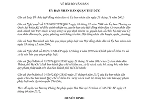 Quyết định 05/2012/QĐ-UBND bãi bỏ văn bản của quận Thủ Đức