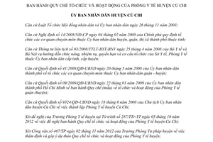 Quyết định 04/2012/QĐ-UBND Quy chế tổ chức hoạt động của Phòng Y tế huyện Củ Chi