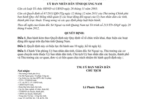 Quyết định 29/2012/QĐ-UBND Quy định tổ chức thực hiện hoạt động đối ngoại