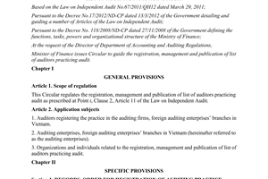 Circular no. 202/2012/TT-BTC on instruction for registration, management and pub