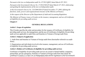Circular No. 203/2012/TT-BTC on the issuance management  and use of certificate