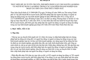 Kế hoạch 94/KH-UBND đề án tuyên truyền phổ biến giáo dục pháp luật lao động Thừa Thiên Huế 2013 2016