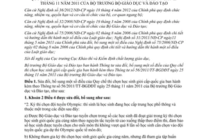 Thông tư 41/2012/TT-BGDĐT sửa đổi Quy chế thi chọn học sinh giỏi cấp quốc gia