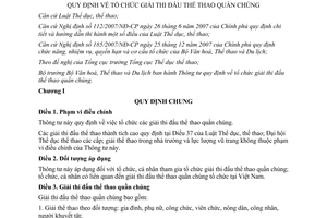 Thông tư 09/2012/TT-BVHTTDL tổ chức giải thi đấu thể thao quần chúng