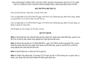 Quyết định 1204/QĐ-BNV năm 2012 Quy định tiêu chuẩn chức danh lãnh đạo quản lý