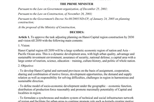 Decision No. 1758/QD-TTg on approval of task adjusting the planning on Hanoi