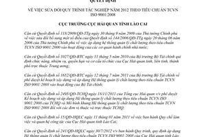 Quyết định 472/QĐ-HQLC năm 2012 sửa đổi Quy trình tác nghiệp theo tiêu chuẩn
