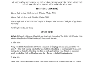 Quyết định 1758/QĐ-TTg phê duyệt Nhiệm vụ điều chỉnh quy hoạch xây dựng vùng