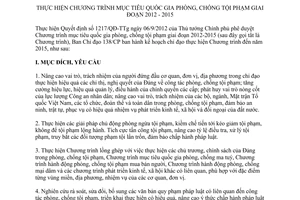 Kế hoạch 271/KH-BCĐ138/CP thực hiện Chương trình mục tiêu quốc gia phòng chống