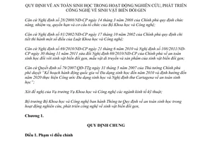 Thông tư 21/2012/TT-BKHCN an toàn sinh học trong hoạt động nghiên cứu phát triển