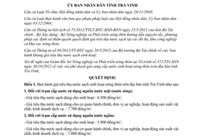 Quyết định 34/2012/QĐ-UBND giá tiêu thụ nước sạch sinh hoạt nông thôn Trà Vinh