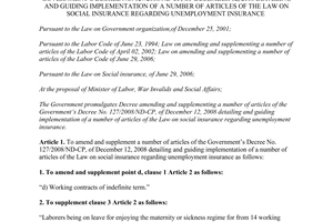 Decree No. 100/2012/ND-CP amending and supplementing a number of articles of the