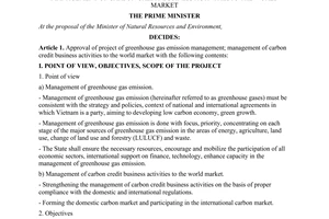 Decision No. 1775/QD-TTg approval of project of greenhouse gas emission manageme