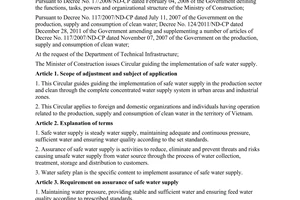 Circular No. 08/2012/TT-BXD guiding the implementation of safe water supply