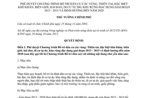 Quyết định 1776/QĐ-TTg năm 2012 phê duyệt Chương trình Bố trí dân cư vùng