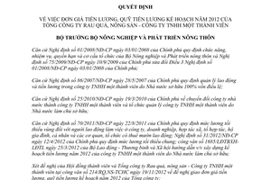 Quyết định 2940/QĐ-BNN-ĐMDN đơn giá tiền lương quỹ tiền lương kế hoạch