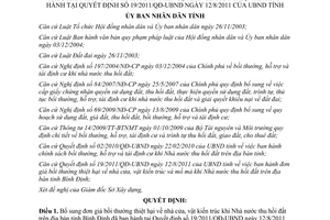 Quyết định 42/2012/QĐ-UBND bổ sung đơn giá bồi thường thiệt hại nhà cửa