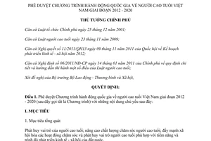 Quyết định 1781/QĐ-TTg năm 2012 phê duyệt Chương trình hành động quốc gia