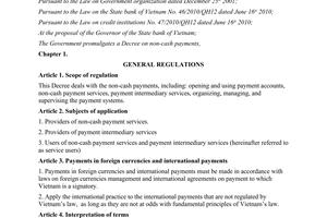 Decree No. 101/2012/ND-CPnon-cash payments