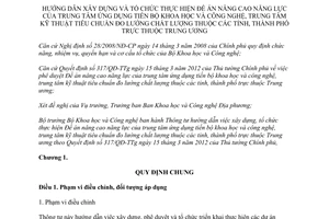 Thông tư 22/2012/TT-BKHCN hướng dẫn xây dựng tổ chức thực hiện Đề án nâng cao