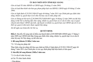Quyết định 40/2012/QĐ-UBND sửa đổi Quyết định 09/2009/QĐ-UBND
