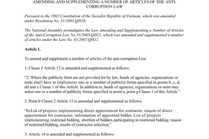 Law No. 27/2012/QH13 amending and supplementing a number of articles of the anti