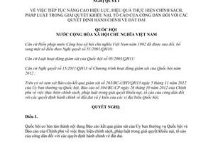 Nghị quyết 39/2012/QH13 tiếp tục nâng cao hiệu lực hiệu quả thực hiện chính sách