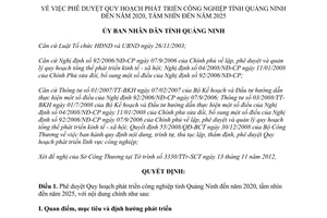 Quyết định 3096/QĐ-UBND 2012 quy hoạch phát triển công nghiệp Quảng Ninh đến 2020 tầm nhìn 2025