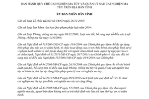 Quyết định 63/2012/QĐ-UBND Quy chế cai nghiện ma túy quản lý sau cai nghiện