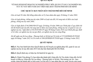 Quyết định 5952/QĐ-UBND 2012 cai nghiện phục hồi quản lý sau cai nghiện đến 2015 Hồ Chí Minh