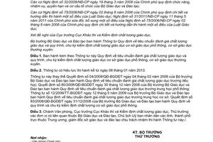 Thông tư 42/2012/TT-BGDĐT tiêu chuẩn đánh giá chất lượng giáo dục