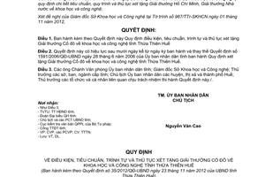 Quyết định 35/2012/QĐ-UBND Quy định điều kiện tiêu chuẩn trình tự thủ tục