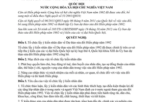 Nghị quyết 38/2012/QH13 tổ chức lấy ý kiến nhân dân Dự thảo sửa đổi Hiến pháp