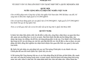 Nghị quyết 40/2012/QH13 chất vấn và trả lời chất vấn tại kỳ họp thứ 4 Quốc hội