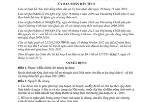 Quyết định 53/2012/QĐ-UBND mức hỗ trợ từ ngân sách cho đầu tư xây dựng hạ tầng