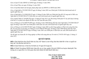 Quyết định 21/2012/QĐ-UBND Quy chế Quản lý nuôi trồng khai thác đánh bắt