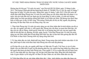 Chỉ thị 29/CT-TTg năm 2012 triển khai phong trào vệ sinh yêu nước nâng cao