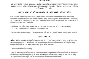 Quyết định 2989/QĐ-BNN-ĐMDN năm 2012 điều chỉnh khoản 5 Điều 2 Quyết định 2222