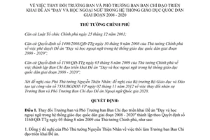 Quyết định 1784/QĐ-TTg năm 2012 thay đổi Trưởng ban Phó Trưởng ban Ban Chỉ đạo