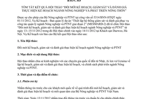Báo cáo 5790/BC-BNN-KH tóm tắt kết quả hội thảo Đổi mới kế hoạch giám sát