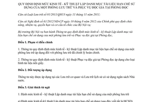 Thông tư 08/2012/TT-BNV định mức kinh tế kỹ thuật Lập danh mục tài liệu hạn chế