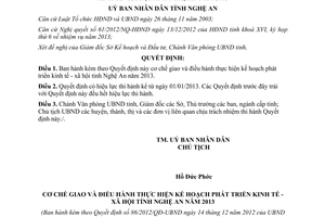 Quyết định 86/2012/QĐ-UBND kế hoạch phát triển kinh tế xã hội Nghệ An 2013
