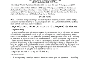 Nghị quyết 17/2012/NQ-HĐND mục tiêu nhiệm vụ giải pháp phát triển kinh tế xã hội 2013 Phú Thọ