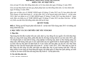 Nghị quyết 37/2012/NQ-HĐND kế hoạch phát triển kinh tế xã hội Tiền Giang 2013