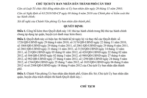 Quyết định 3205/QĐ-UBND năm 2012 công bố thủ tục hành chính Cần Thơ